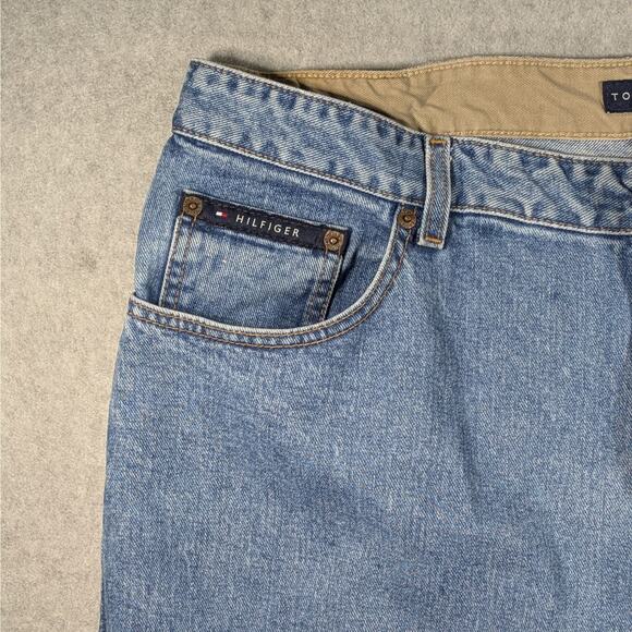 Vintage Tommy Hilfiger Jeans Men Size 40x32 Medium Wash /Denim Leather Patch Y2K - Picture 5 of 13
